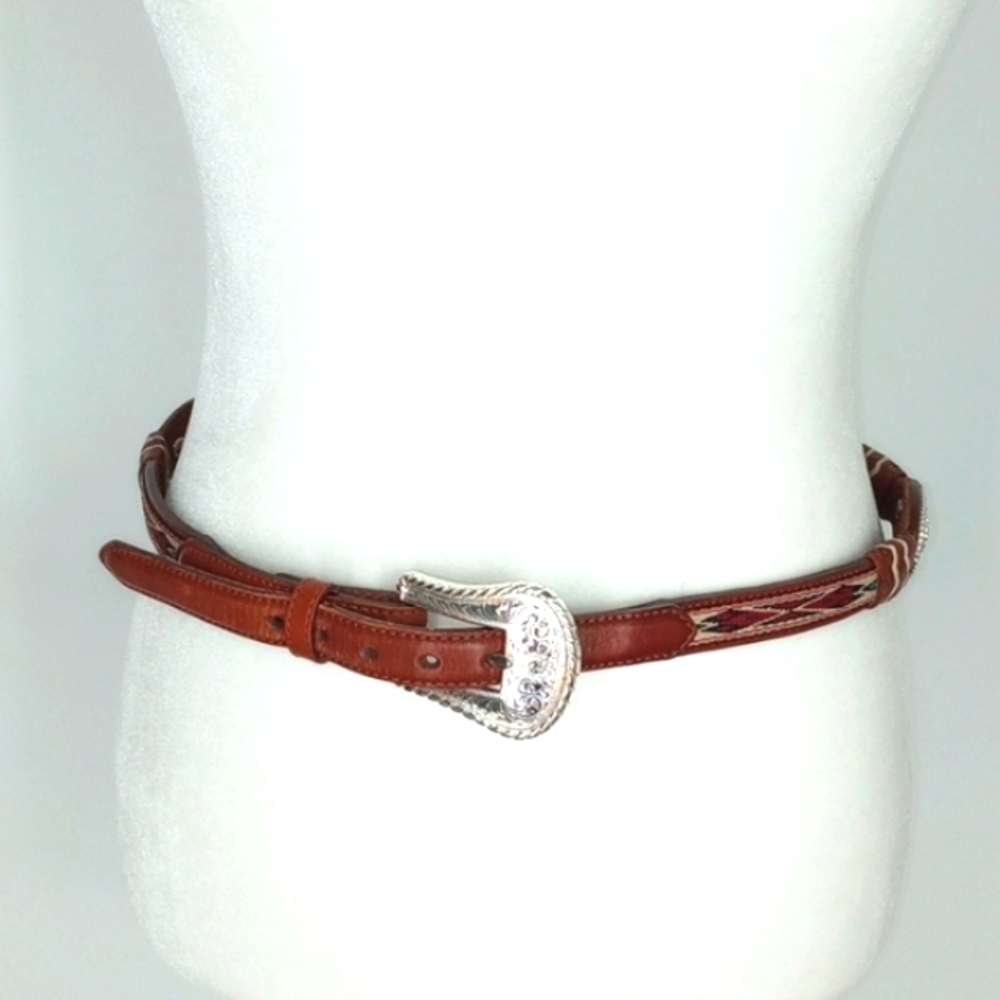 Justin Western Belt Silver Hardware Size 32